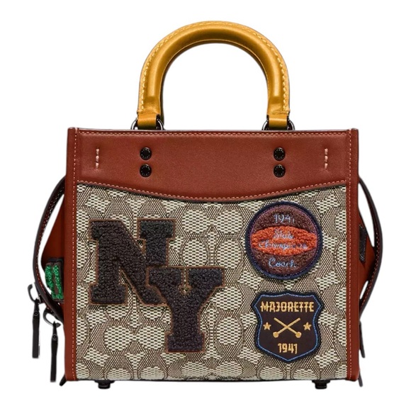 Coach Handbags - COACH Rogue 20 In Signature Textile Jacquard With Varsity Patches.